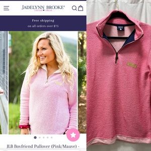 NWT JADELYNN BROKE® JLB Boyfriend Pullover pink - Long Sleeve 1/4 Zip - Small